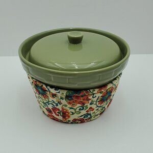 Longaberger Sage Green Roundabout Covered Casserole with Spice Market Pocket